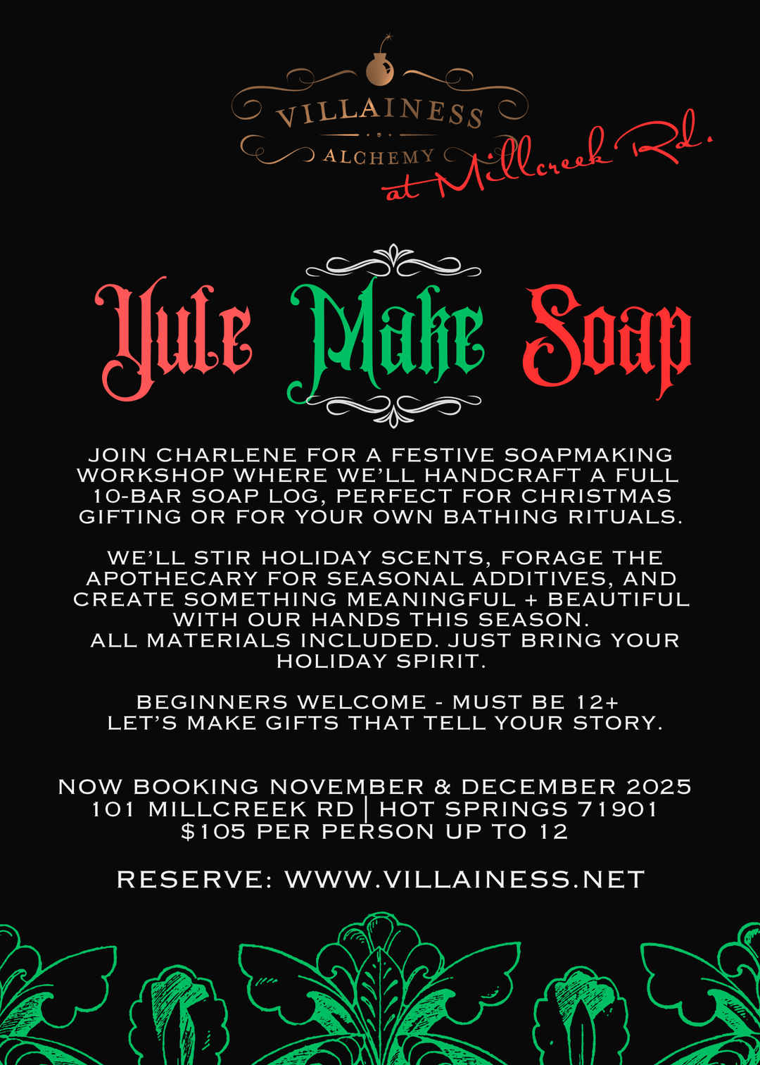 YULE MAKE SOAP - Holiday Soapmaking Apotheclass